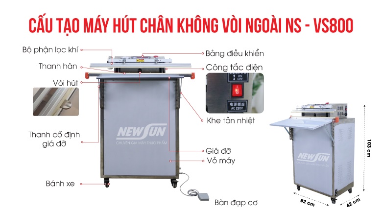 Cấu tạo máy hút chân không vòi ngoài NS-VS800