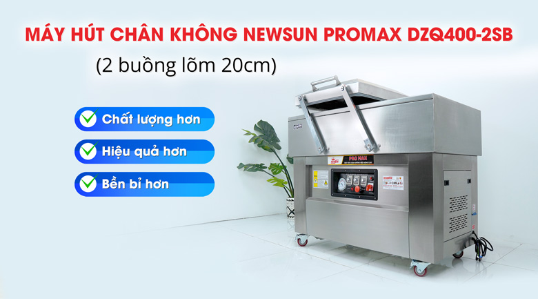 Máy ép chân không Promax DZQ400-2SB (2 buồng lõm 20cm) NEWSUN Máy ép chân không Promax DZQ400-2SB (2 buồng lõm 20cm) NEWSUN