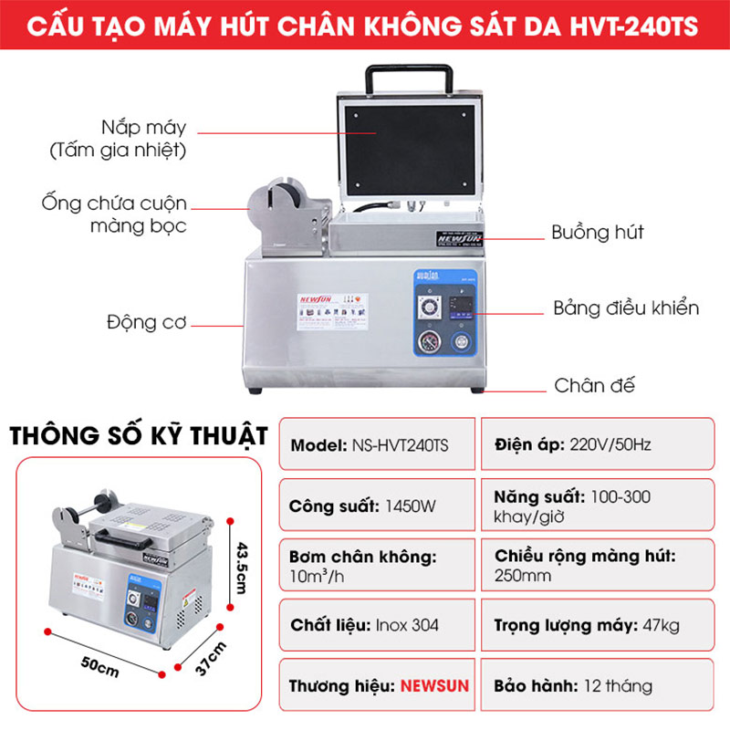 Cấu tạo máy hút chân không sát da HVT-240TS