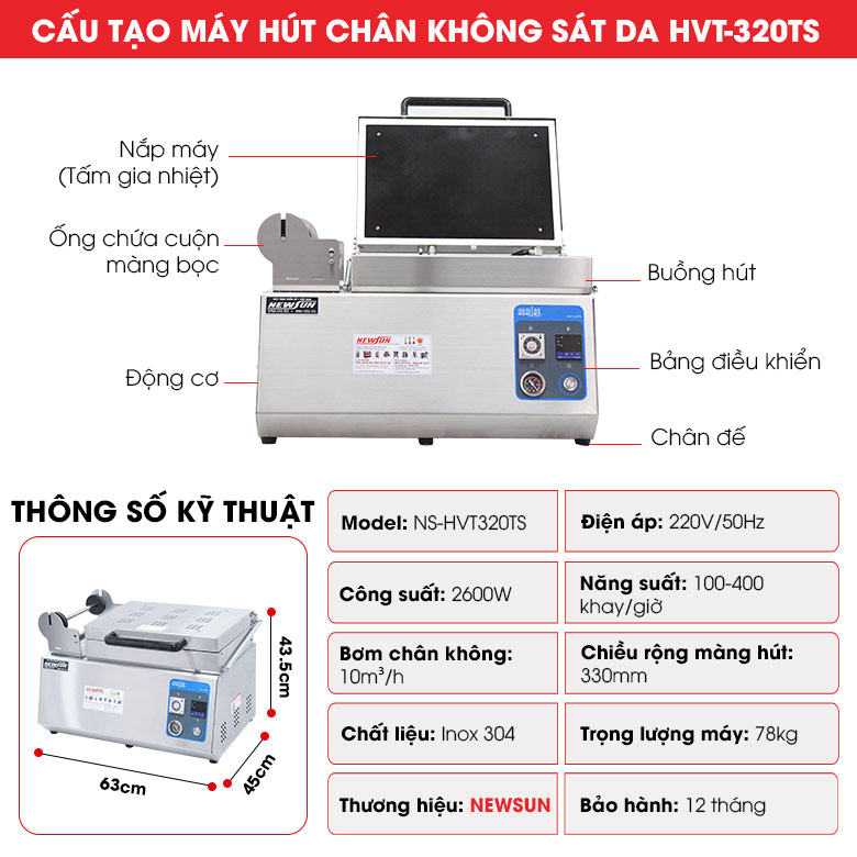 Cấu tạo máy hút chân không sát da HVT-320TS