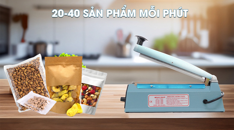 Máy Hàn Miệng Túi Mini Dập Tay Kunba PFS200 12 Hàn nhanh chóng, đường hàn kín