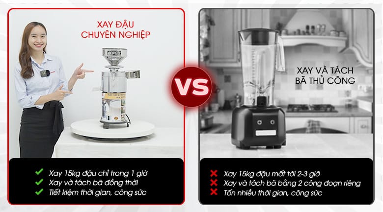 So sánh máy xay đậu chuyên nghiệp và máy xay sinh tố 