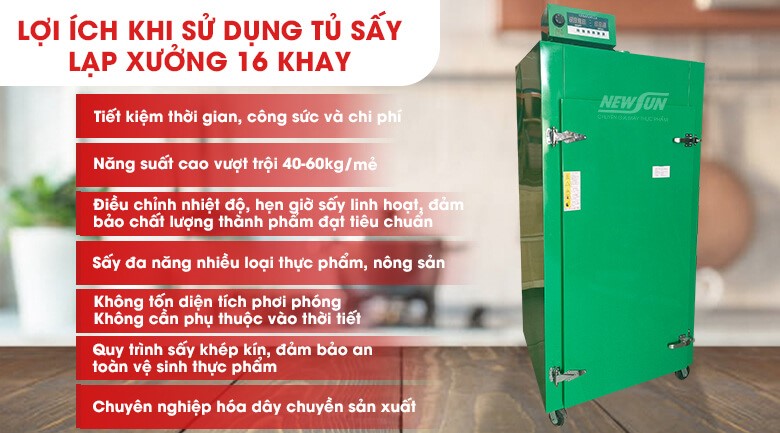 Sử dụng tủ sấy lạp xưởng 16 khay là giải pháp tối ưu giúp nâng cao năng suất, chất lượng lạp xưởng
