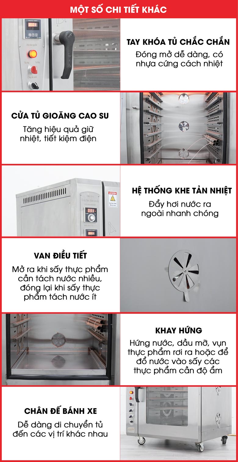 Một số chi tiết tối ưu khác của máy sấy thực phẩm đa năng CY-16 