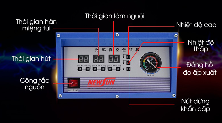 Cài đặt nút trên máy hút chân không gạo