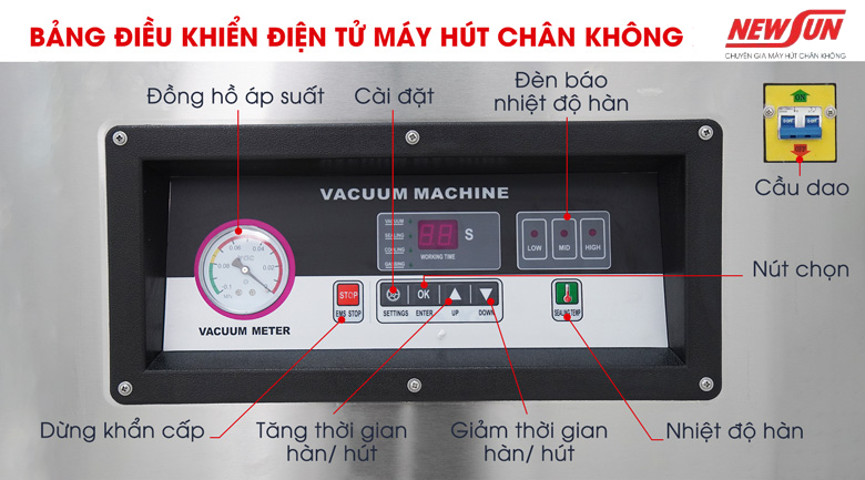 Bảng điều khiển máy hút chân không 2 buồng