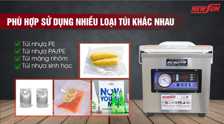 Máy hút chân không DZ260 phù hợp nhiều loại túi