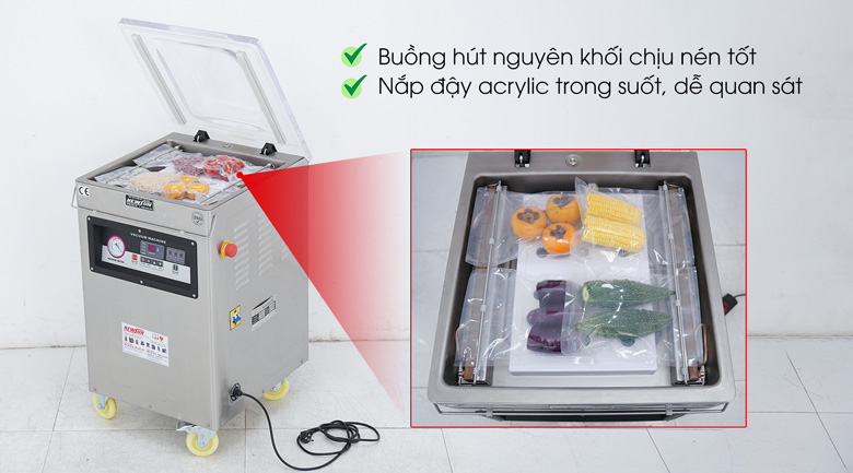 Máy hút chân không 1 buồng Kunba DZ400/2E 9 Buồng hút dập nguyên khối