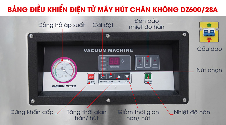 Máy hút chân không Kunba DZ600/2SA (2 buồng) 17 Bảng điều khiển điện tử chính xác