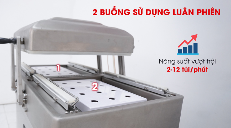 Máy hút chân không Kunba DZ400/2SA (2 buồng) 16 2 buồng sử dụng luân phiên