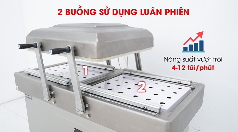 Máy hút chân không Kunba DZ500/2SA (2 buồng) 8 Thiết kế hai buồng hút gấp đôi hiệu quả