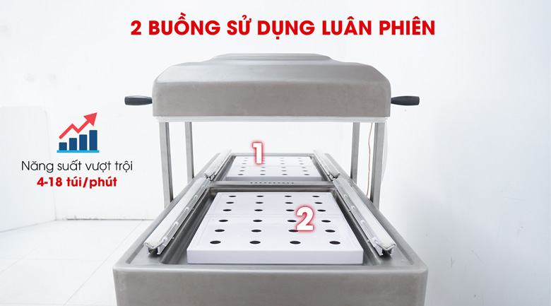 Máy hút chân không Kunba DZ600/2SA (2 buồng) 14 Thiết kế 2 buồng hút độc lập, tối ưu hiệu suất
