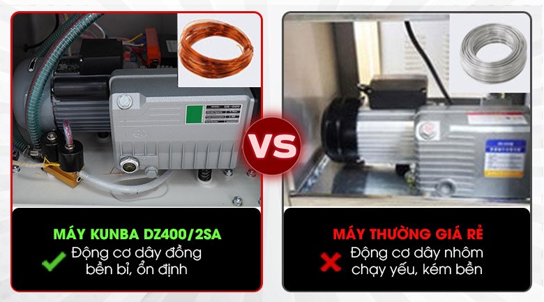 Máy hút chân không Kunba DZ400/2SA (2 buồng) 15 Động cơ mạnh mẽ – Bơm hút chân không công suất lớn