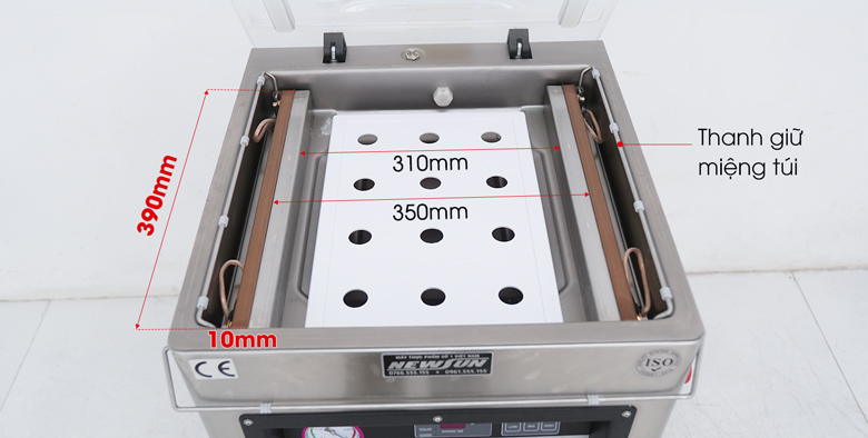 Máy hút chân không 1 buồng Kunba DZ400/2E 11 Thanh hàn đối xứng – kích thước chuẩn