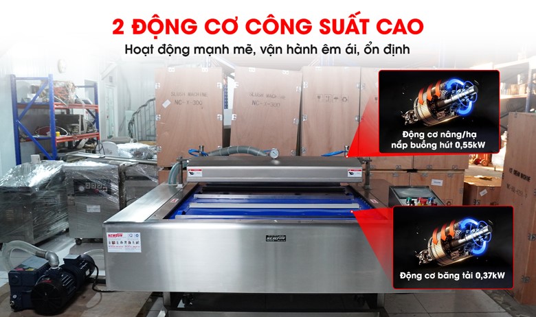 Máy hút chân không liên tục tự động HVB‑1020F/1 17 2 động cơ hoạt động mạnh mẽ, công suất cao