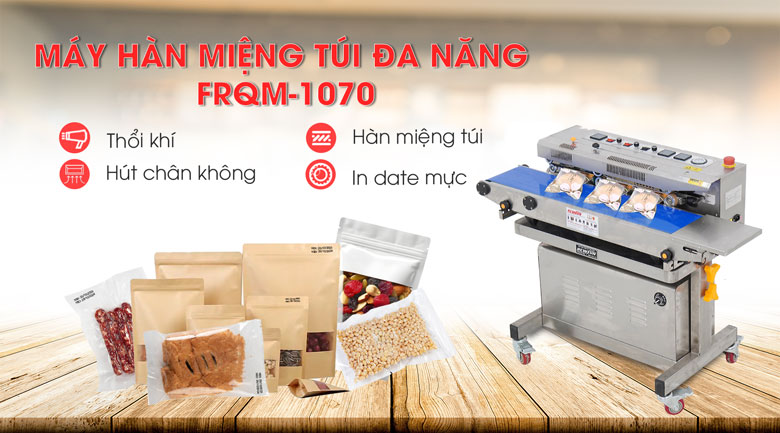 Máy hàn miệng túi đa năng Kunba FRQM-1070 (thổi khí, hút chân không, in date)