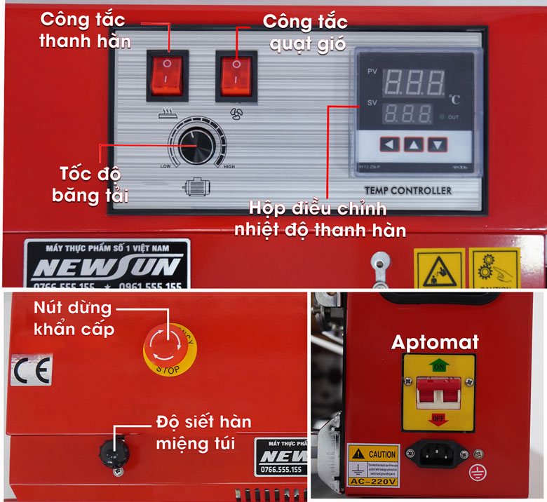 Máy hàn miệng túi Kunba SF-150 (vỏ sơn) 17 Bảng điều khiển máy hàn miệng túi Kunba SF-150 dễ thao tác