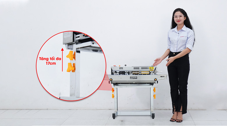 Máy hàn miệng túi in date SMT-980LD 14 Chân đứng có thể điều chỉnh cao thấp linh hoạt