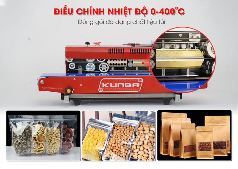 Máy hàn miệng túi Kunba SF-150 (vỏ sơn) 16 Cài đặt nhiệt độ thanh hàn máy hàn miệng túi SF-150