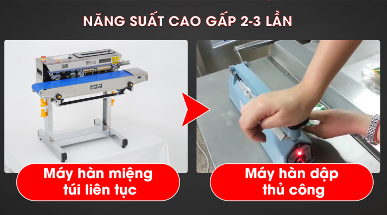 Máy hàn miệng túi in date SMT-980LD 12 Hàn miệng túi kín nhanh gần nhiều lần