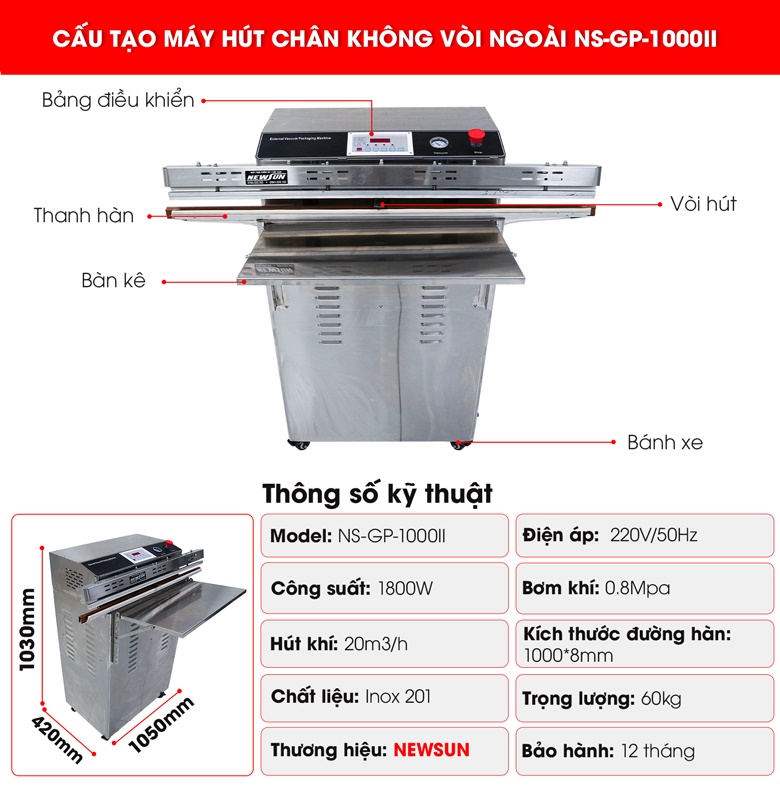 Máy hút chân không vòi ngoài GP-1000II 11 Cấu tạo máy hút chân không vòi ngoài GP-1000II
