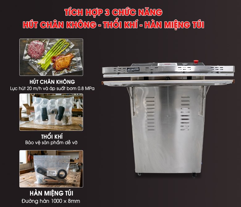 Máy hút chân không vòi ngoài GP-1000II 13 Máy hút chân không trang bị 3 chức năng trong 1: Hút - Thổi - Hàn